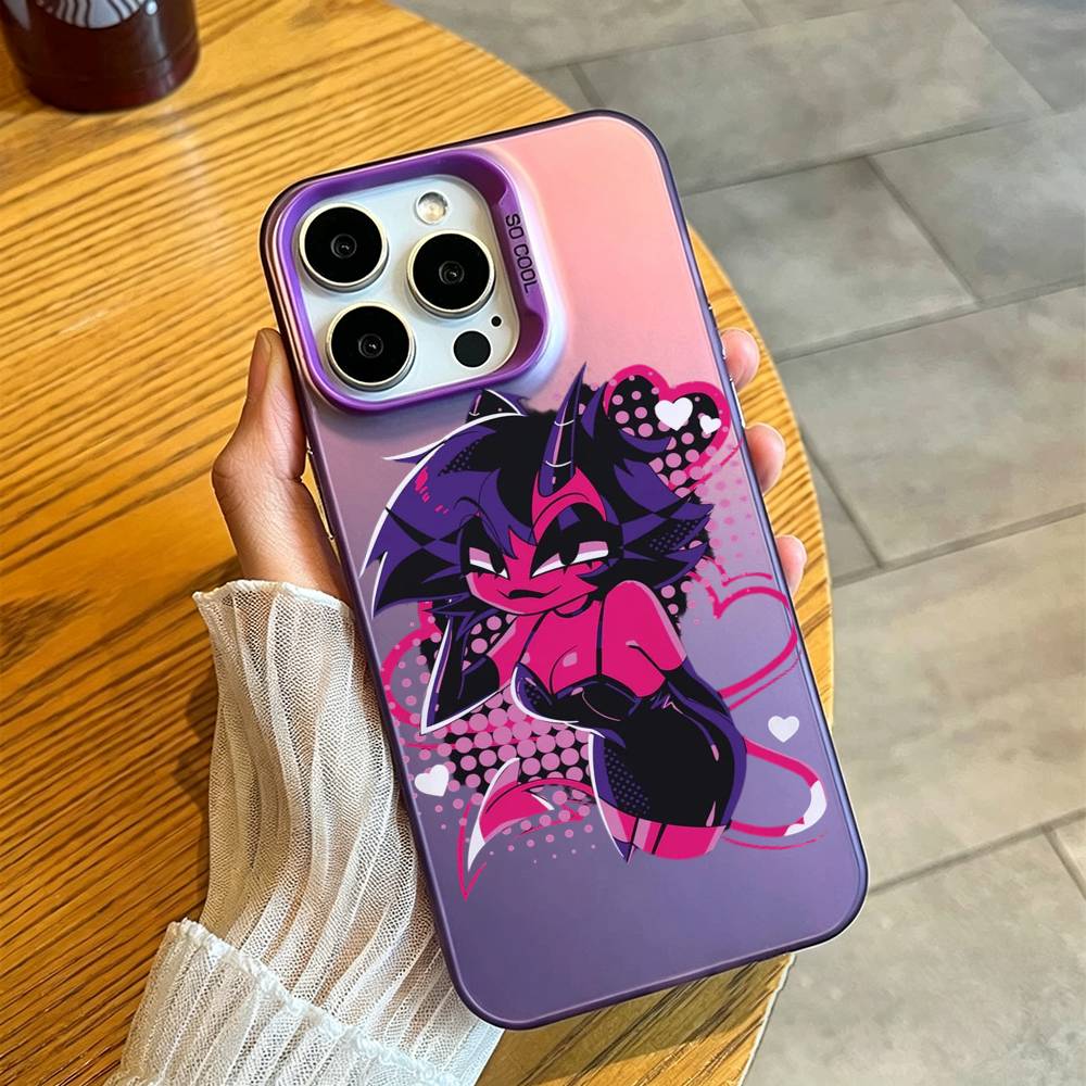 Чехол для телефона Helluva Boss Милли для iPhone 17,16,15,14,13,12,11 Plus,Pro Max,XS, Цветной Серебристо-фиолетовый Чехол iPhone16promax