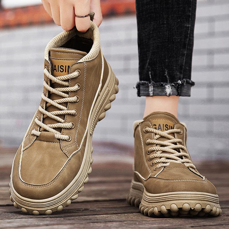New Fashion Autumn And Winter Men's High Top Martin Boots Students Male Boys Trending Soft Sole Work Shoes Labor Protection Martin Sneakers