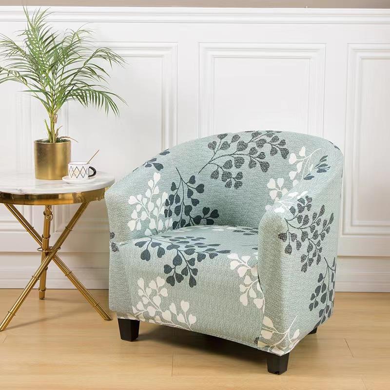 1pc Stretch Printed Club Armchair Cover Washable Tub Chair Slipcover Relax Single Chair Case for Coffee Bar Living Room Office