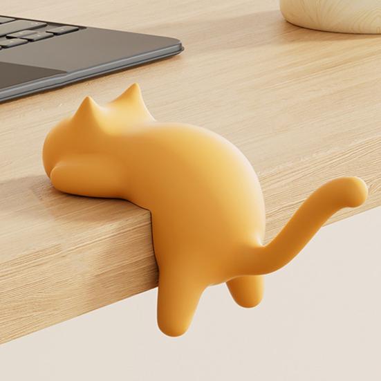 4Pcs Desk Edge Cat Cat Shape Hangers No-Drill Adhesive Table Edge Hooks Cute Backpack Hook Holds