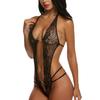 Huge breasts sexy hanging neck lace lingerie see-through no take off flirt one-piece female