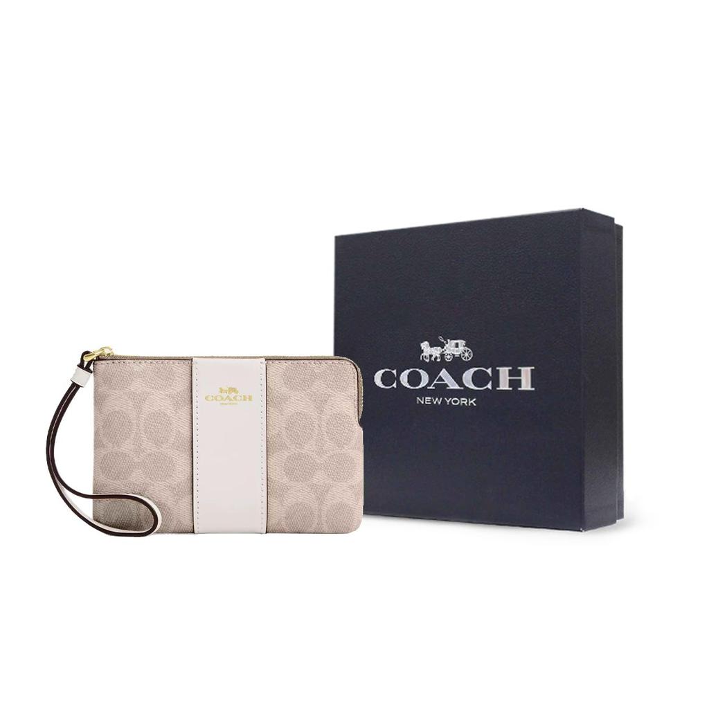 Coach 15 Brand Logo Zipper Closure Coated Canvas Mini Clutch Women clutch Chalk Multicolor CW854-IMXDM
