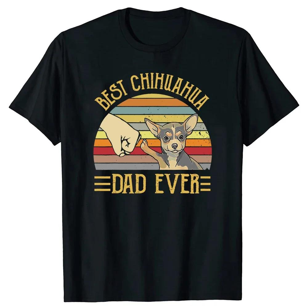 

Funny Best Chihuahua Dad Ever Retro Vintage Sunset T Shirts Graphic Cotton Streetwear Short Sleeve Birthday Gifts Summer T-shirt S