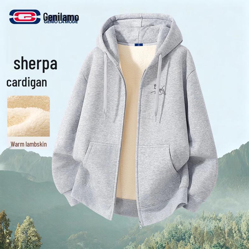 

Men s Thick Fleece-Lined Hooded Cardigan Jacket 3XL