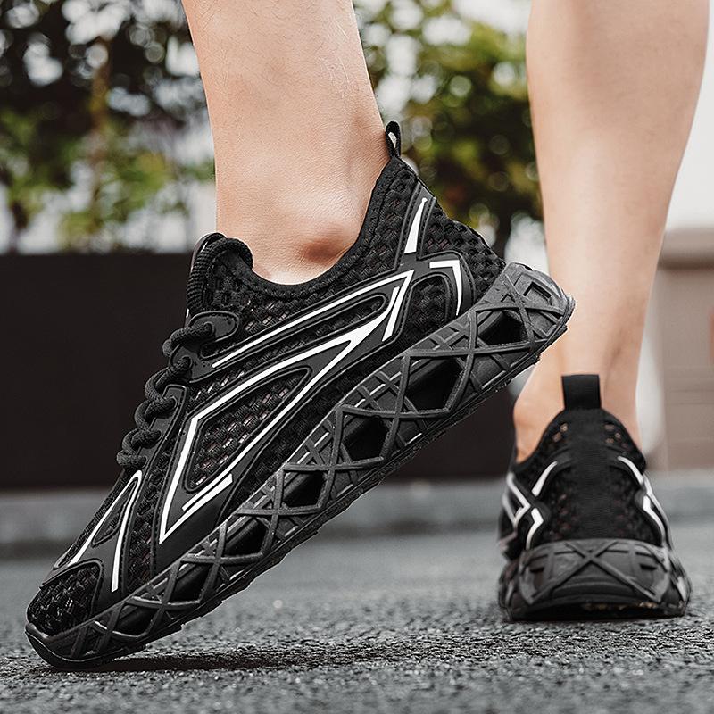 

Summer breathable hollow men s shoes outdoor hiking shoes trendy versatile personalized stream shoes wading fast drying tide shoes 44 чёрный