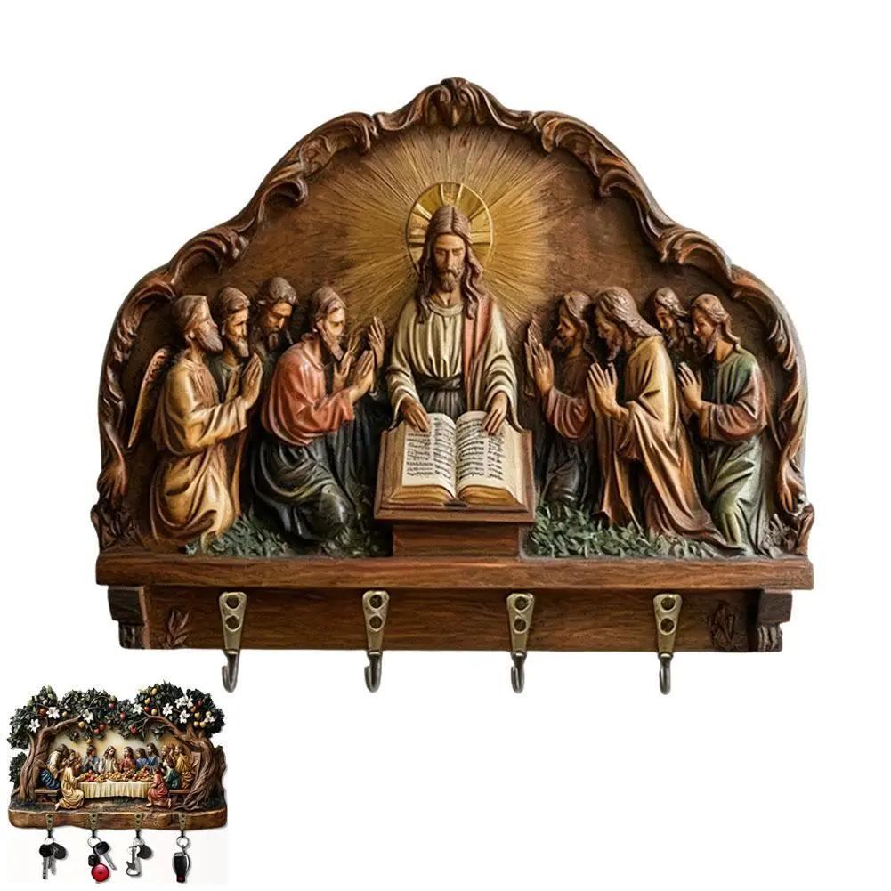 Wooden Wall Keychain Hanging Classic Wooden Nativity Shared Holder Keychain Ornament Key Up Movie Keychains Hooks Scene Han T9O6