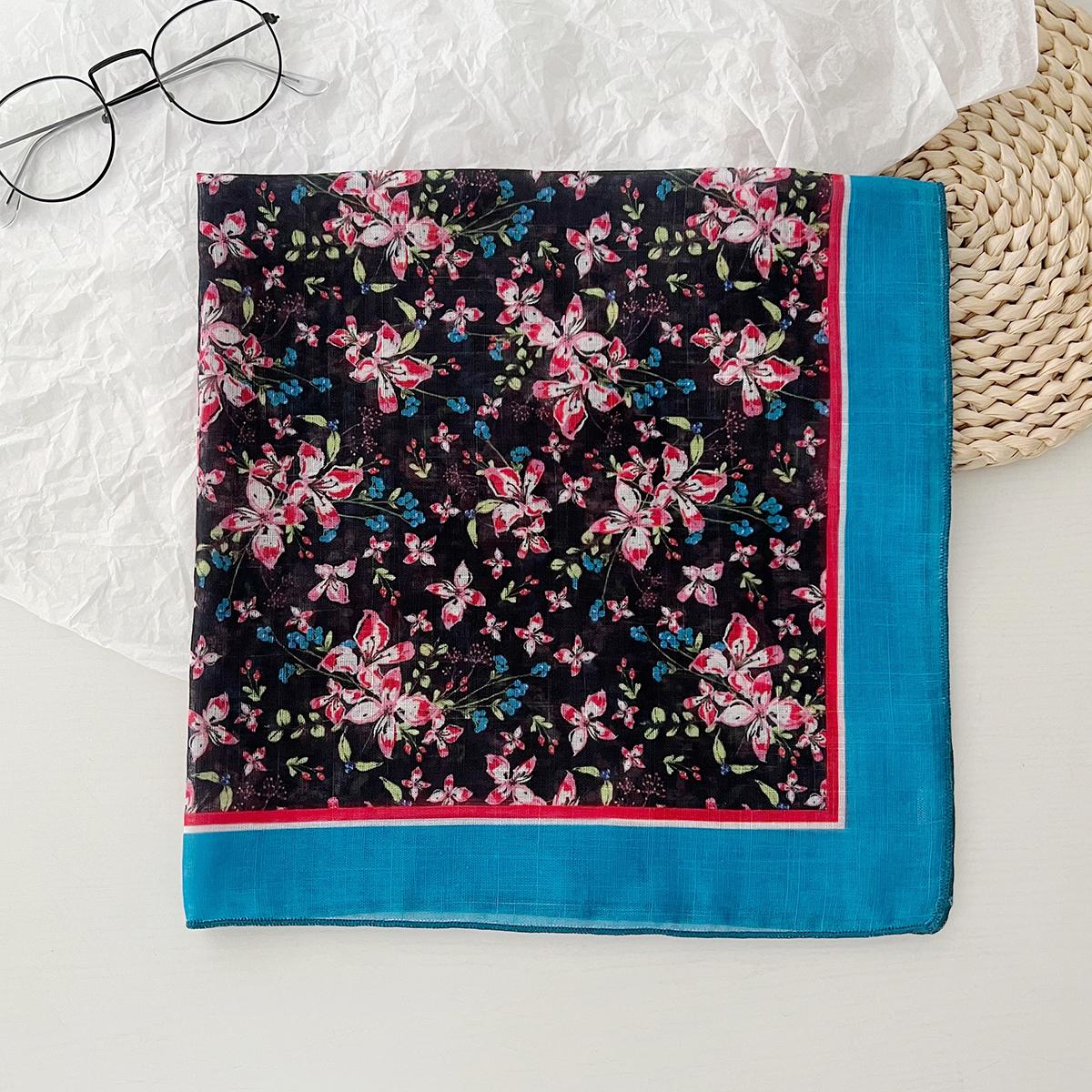 

Весенне-летний литературный хлопковый и льняной маленький квадратный шарф, шелковый шарф, женский универсальный студенческий шарф, повязка на голову, декоративный шарф 58-58CM