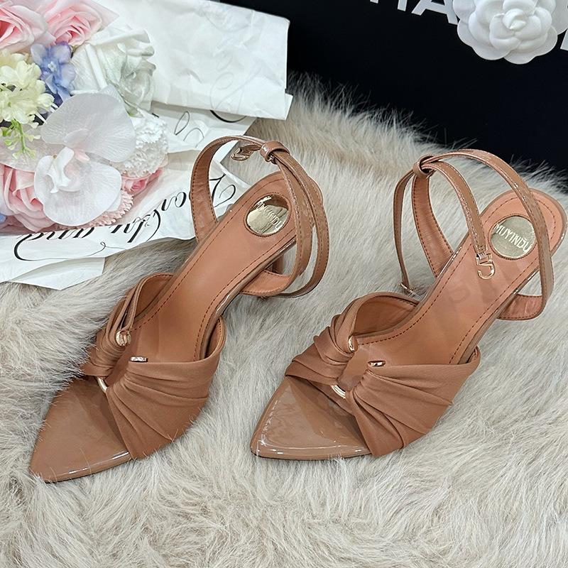 5-1 Sandals Women's Summer New Open-toed Premium Satin Sexy Temperament Strap High Heel