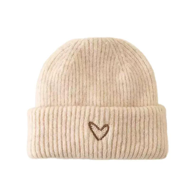 Kinderhut- und Schalset mit Herzstickerei – Koreanischer Stil, Unisex, Warm & Vielseitig für Herbst/Winter