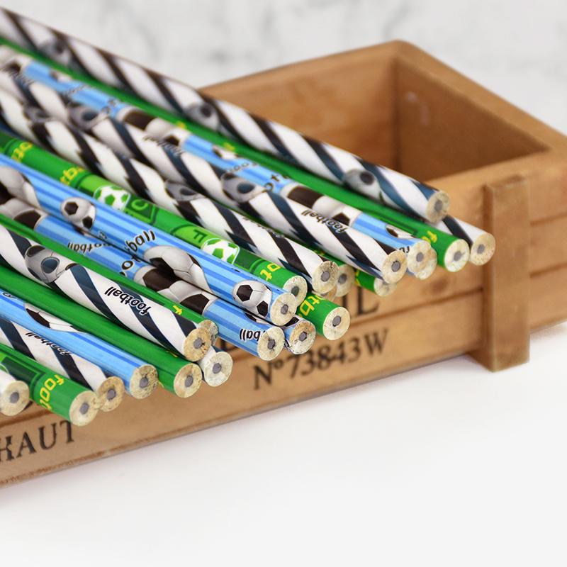 12/24/36Pcs Football Wooden Pencils Kids Soccer Sport Theme Birthday Party Favors Boy Back To School Gift Pinata Fillers Supplies