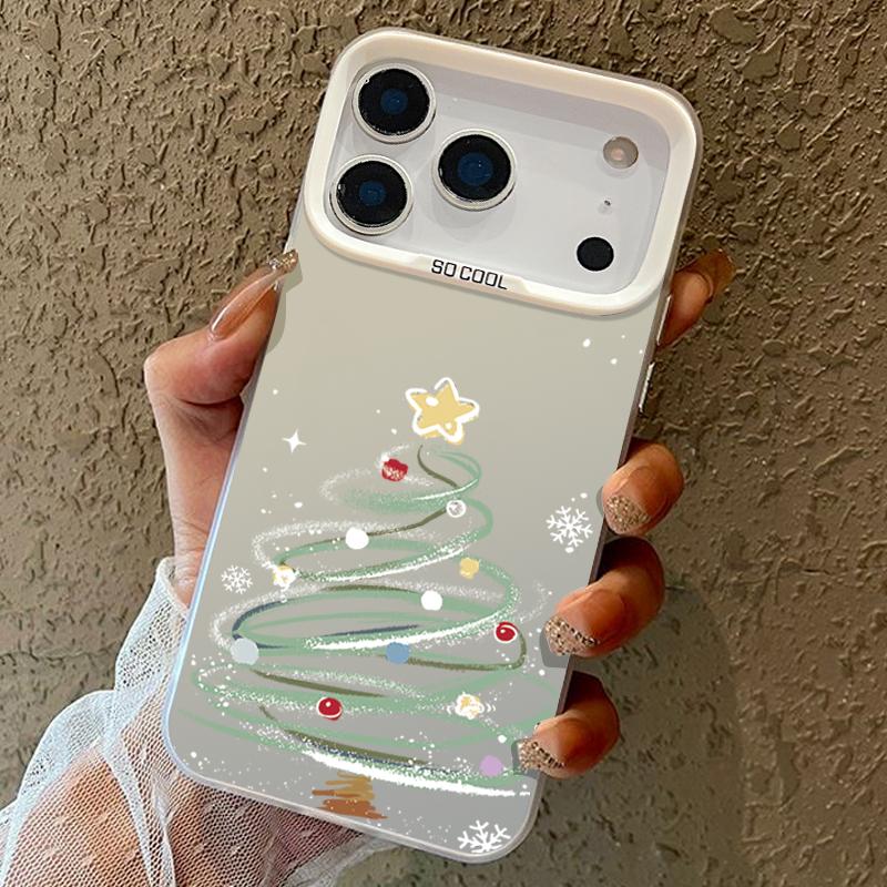 IMD Christmas Tree & Santa Case for iPhone 17 16 15 14 Pro Max/13 Shockproof Hard Cover with Fade-Resistant Design