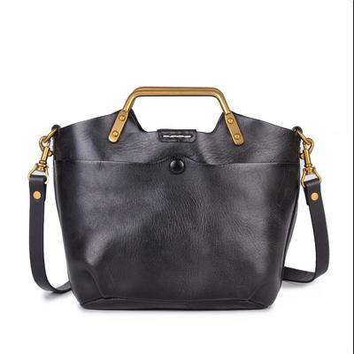 Versatile Genuine Leather Handbag Vintage Natural Cowhide Women Bag Leisure Solid Color Large Capacity Shoulder Bags