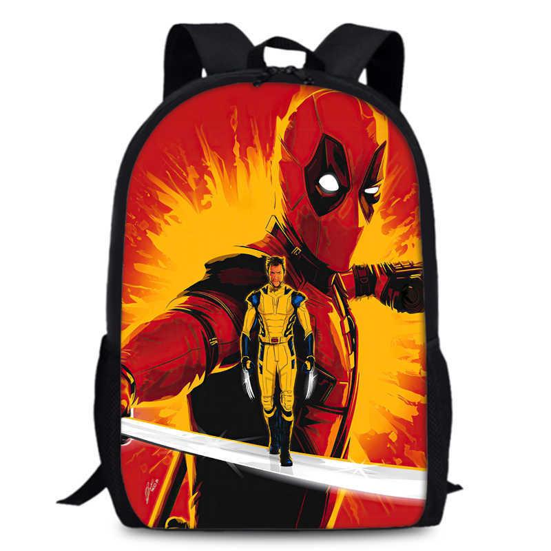 Deadpool Wolverine Backpack 15 Inch Anime Cartoon Lightweight Schoolbag