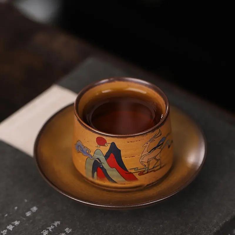 Handmade Retro Sauce Glazed Tea Cup, Tea Tasting Cup, Household Cup, Kung Fu Tea Cup, Ceramic Cup, Owner's Single Cup