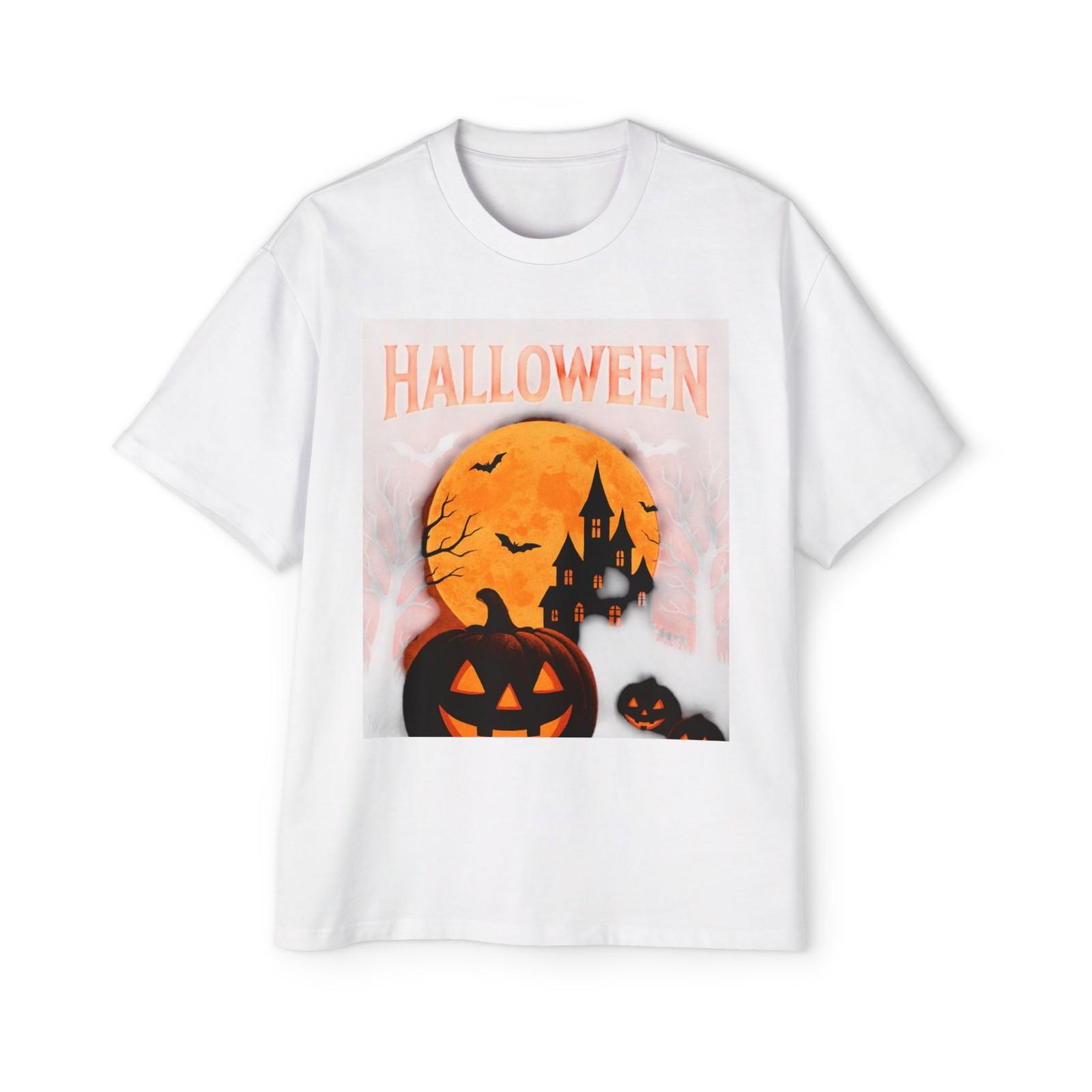 Halloween Men s Heavy Oversized Tee, Spooky Graphic Shirt, Halloween [...] S разноцветный