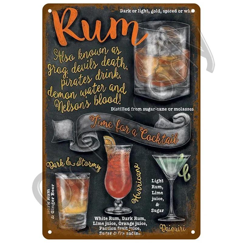 Retro Drink Plaque Art  Beer Wine  Whiskey Decor for Bars  Man Caves