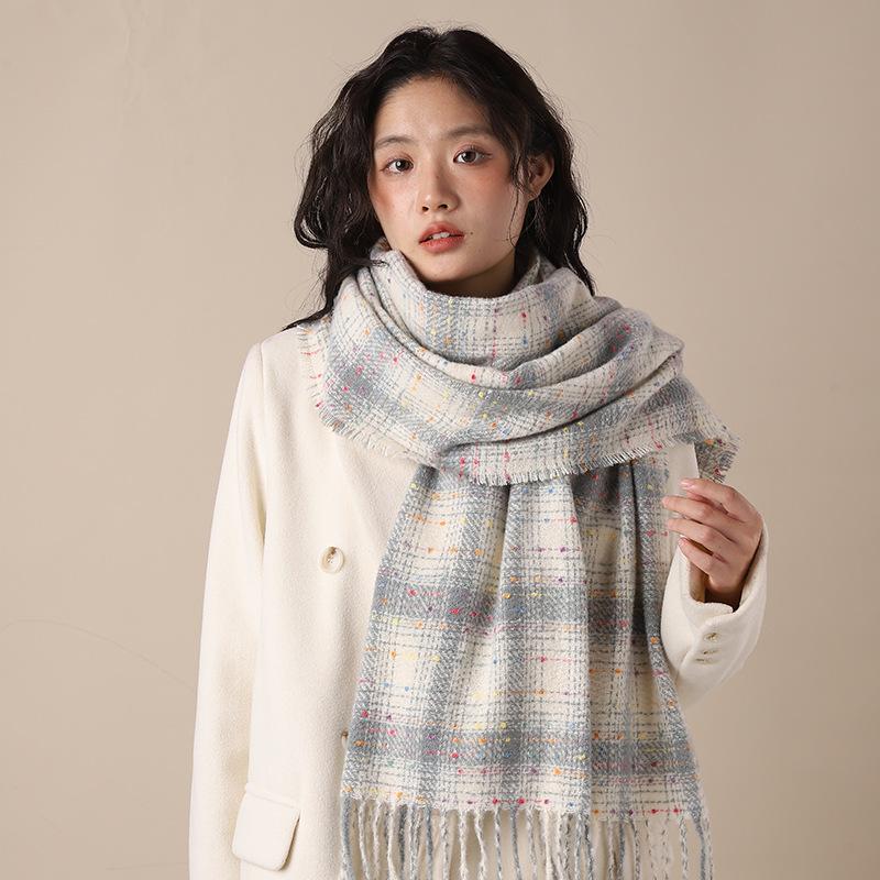 

New Gypsy Plaid Scarf Female Autumn and Winter Student Couple Shawl Versatile Warm Scarf 185*62cm лавандовий