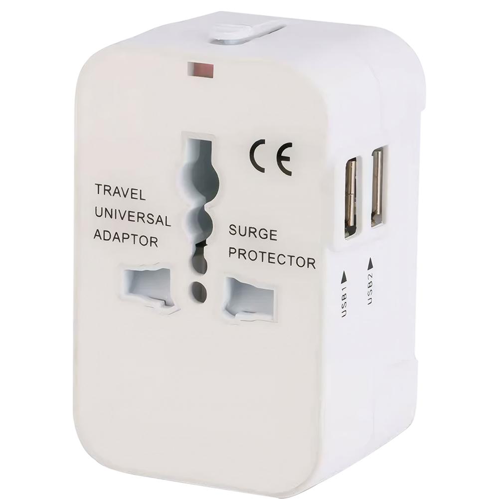 

Универсальный дорожный адаптер с двумя портами USB для ЕС, Великобритании, США, Австралии, совместимый с розетками 100–240 В styleb