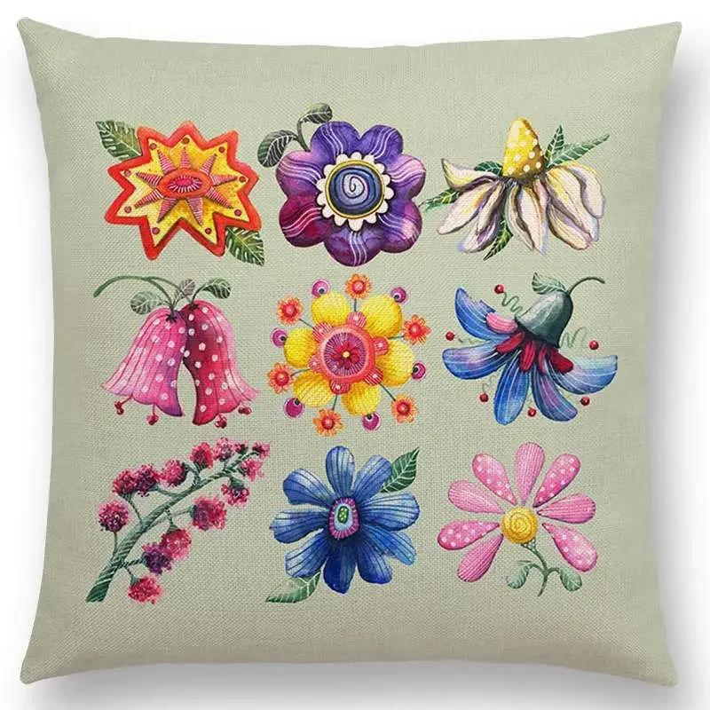 Watercolor Butterfly Flowers Sofa Throw Pillow Case Colourful Dream Fantasy Inflorescence Flamingo Cushion Cover