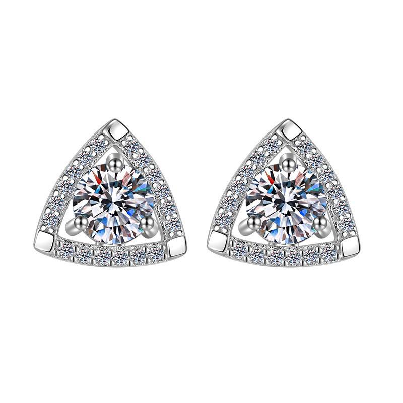 Moissanite Geometric Triangle Stud Earrings in S925 Sterling Silver