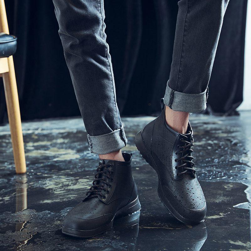 36-45 Size Couple Rain Boots High Quality Fashion High Top Platform Boots Comfortable Non-slip Waterproof Men's Rain Boots 2025