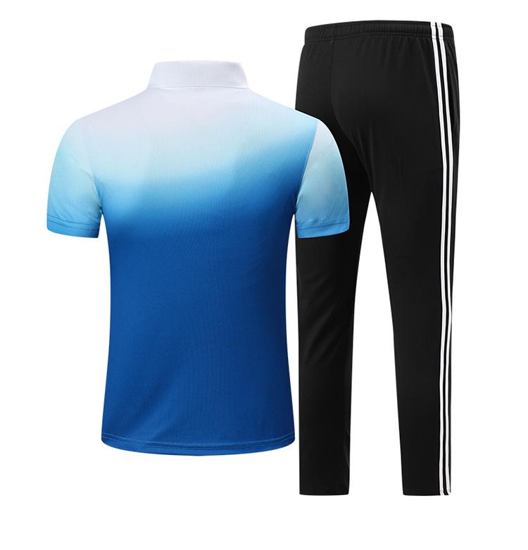 Men's and Women's Team Sports Casual Wear Set: Short Sleeve Top & Long Pants for Couples, Coaches, Group Exercise, and Square Dance.