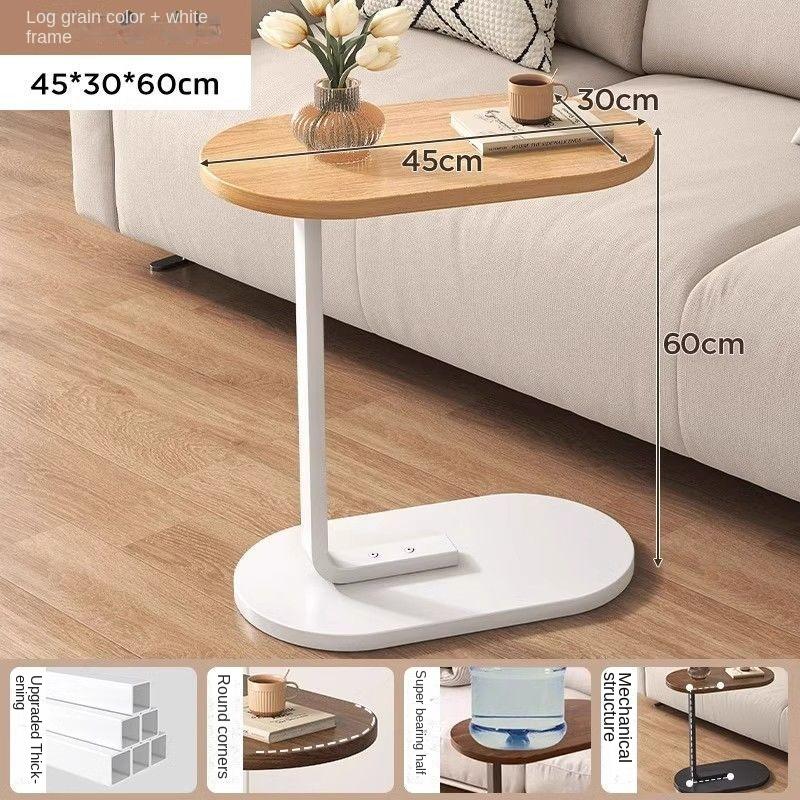 C Shaped Side Table Modern Light Luxury Style Small Coffee Table Small TV Tray Table for Room Portability Small Side Table
