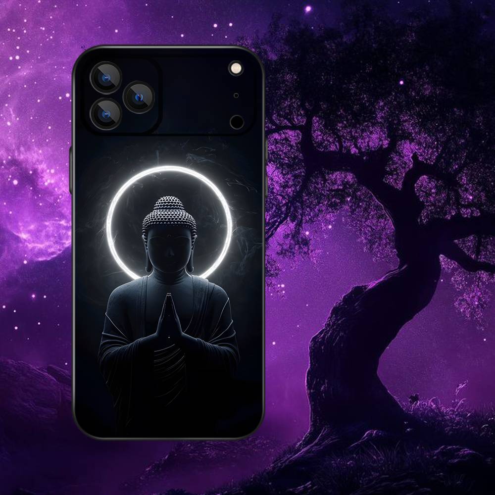 Buddha Art Pattern Phone Case For iPhone 17,16,15,14,13,12,Pro,Max,Plus,E,SE4,Air,Mini Black Soft Box