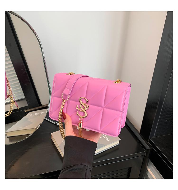

New bag women s 2025 popular high-end spring and summer versatile fringed messenger bag summer foreign shoulder chain bag розовый