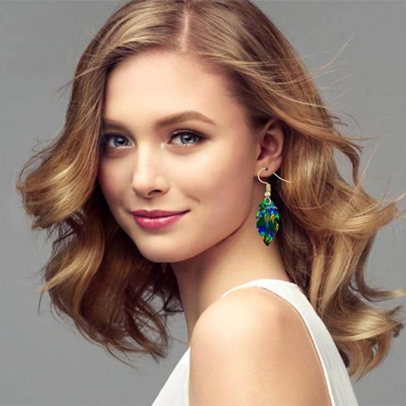 Holographic Leaf Earrings Silicone Mold Ear Drops Crystal Epoxy Resin Mould DIY Ear Rings Jewelry Making Tools for Party