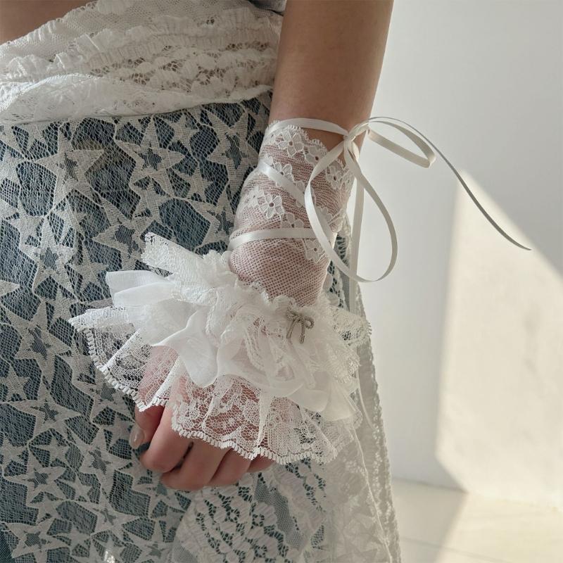 Lace Wrist Cuffs For Shirt Sweater Balletcore Elaborate False Sleeve Ornament Lace Brim Sleeves False Wrist Cuffs