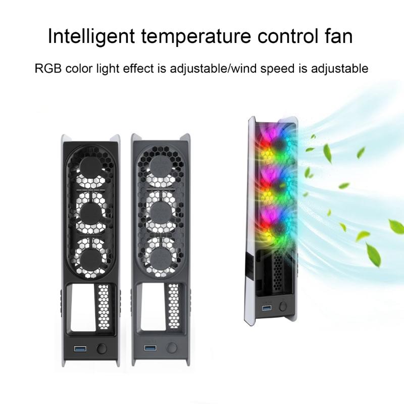 Innovative Cooling Fan for P5 Slim/Professional Console with Colorful LED Lighting Effect Build-in 3pcs Low Noise Fan
