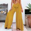 Women's Casual Fashion All-match Daily Pleated Wide-leg Monochrome Trousers