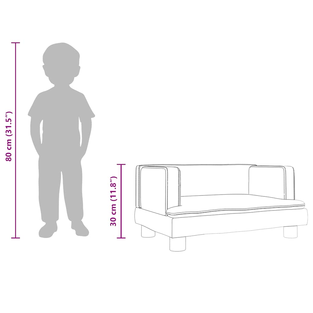 Kids Sofa Black 60 X 40 X 30 Cm Faux Leather