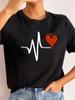 Love Heart Print Women T Shirt Summer Funny Short Sleeves O Neck  Tops Tee Female 90s Casual Fashion Clothing