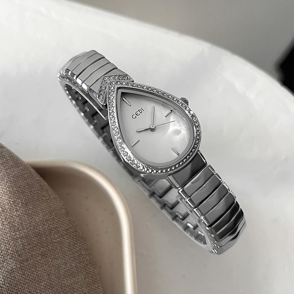 Watch Women'S Light Luxury Water Drop Diamond Exquisite Fashion Niche Personality Women'S Quartz Watch