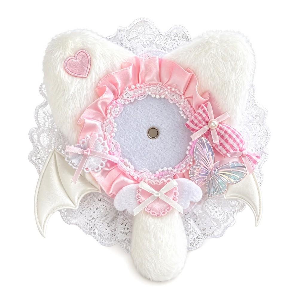 Heart Accent Badge Display Case Cat-Ear Shape Can Badge Cover Lightweight Badge Holder  Ita Bag
