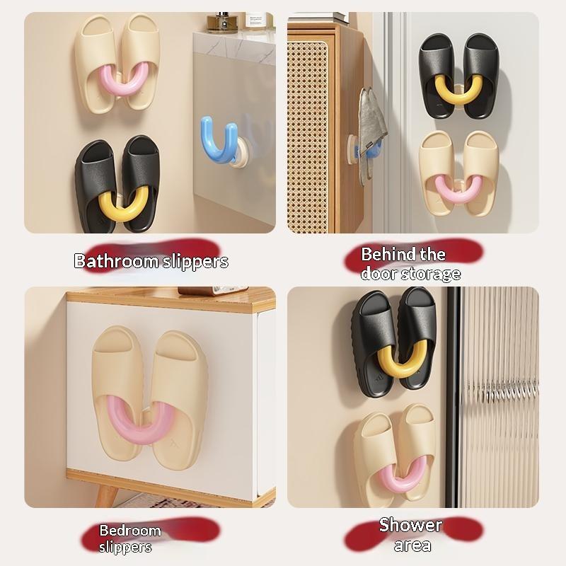 Dopamine Suction Cup Slipper Holder Multifunctional U-Shaped Moisture-Proof Rack for Bathroom Laundry Room Storage