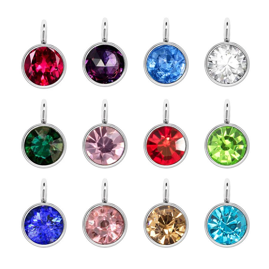10pcs Stainless Steel Birthstones 6mm Zircon Charms Pendants Rhinestone Crystal Beads for Necklace Bracelet Jewelry Making DIY