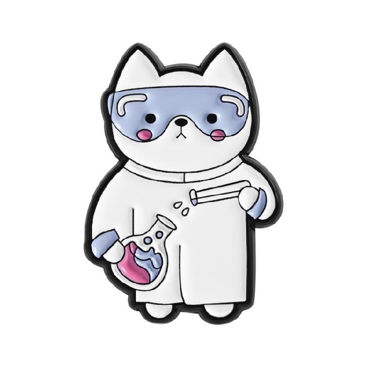 

Creative Enamel Nurse Puss Brooch Novelty Lapel Pin For Fashion Accessories Jewelry Laboratory Theme Decoration