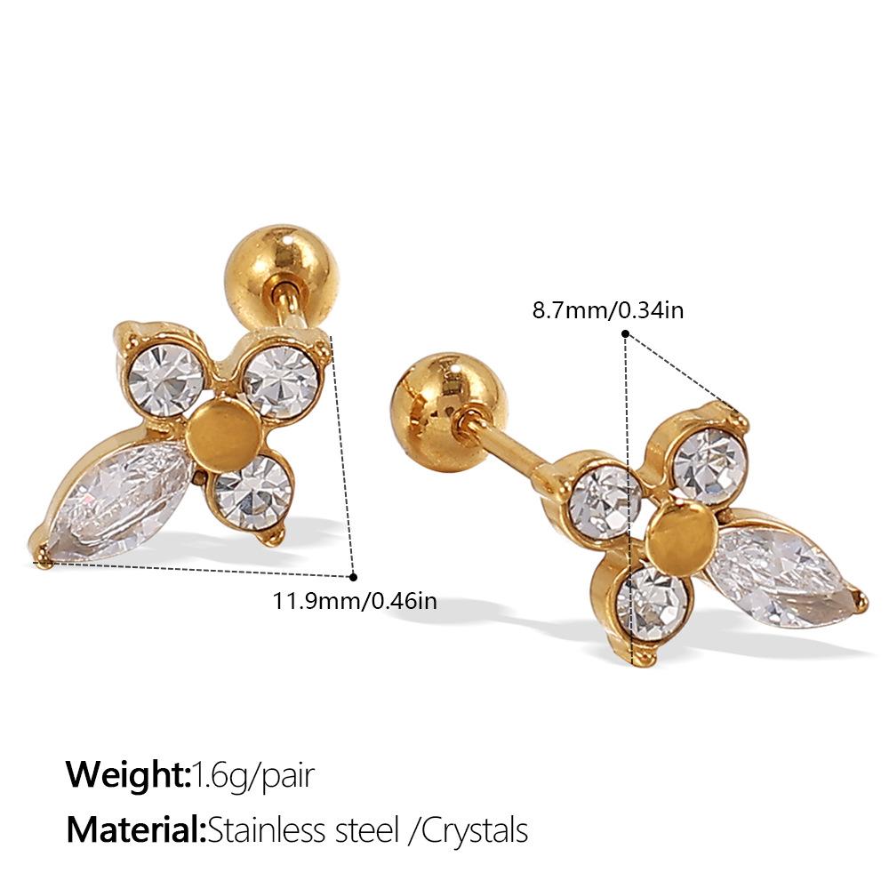Hot-selling Niche Inlaid Crystal Earrings Earrings Versatile Niche Stainless Steel Gold-plated Earrings Earrings Women