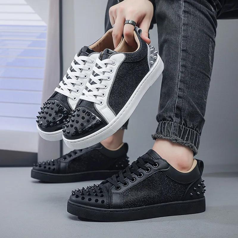 Fashion Latest Men's Fashionable Casual Rivet Board Shoes for Spring and Autumn Outdoor Sports Shoes Breathable and Comfortable Sneakers