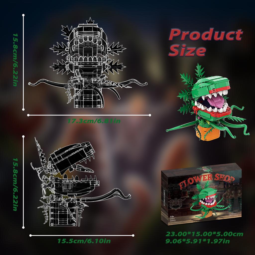Audrey II Building Blocks Set, Piranha Flower Little Shop of Horrors Building Kit, Toys Gifts for Boys Girls Kids Adult 303 PCS