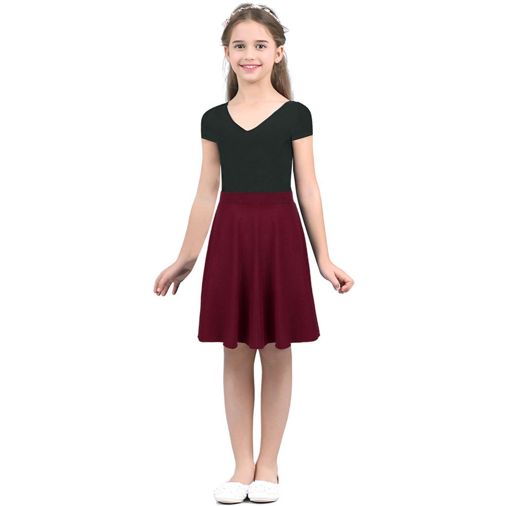 Big Girls Knee Length Skater Skirts A-Line Full Circle Stretchy Sundress Summer Party Casual Daily Wear