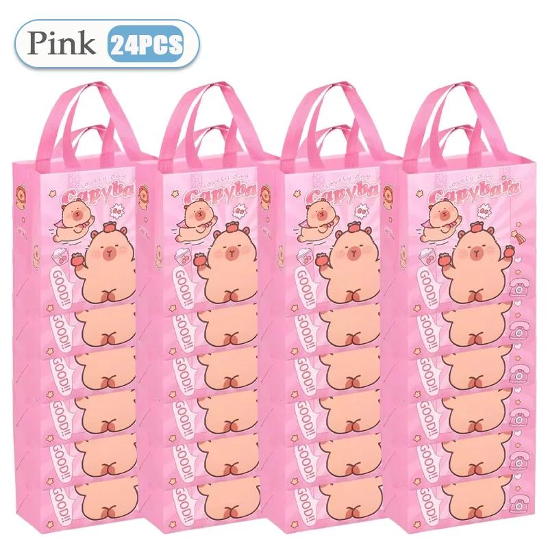 1-48PC Reusable Capybara Cartoon Tote Bag Foldable Gift Bag for Birthday Party Graduation Event Accessories Ideal Christmas Gift