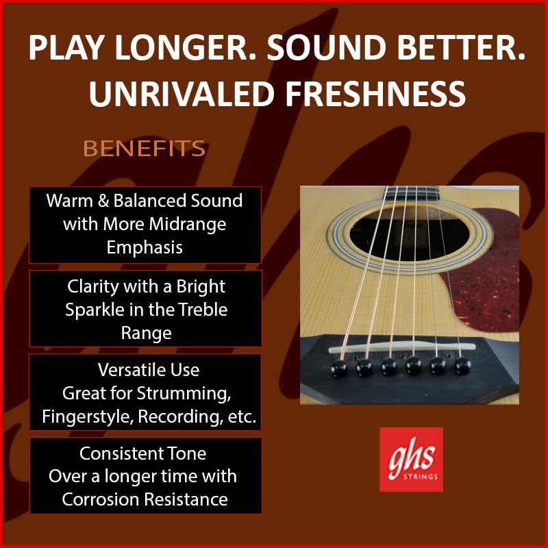 ghs Phosphor Bronze Acoustic Guitar S325 Strings, Light, 12-54,