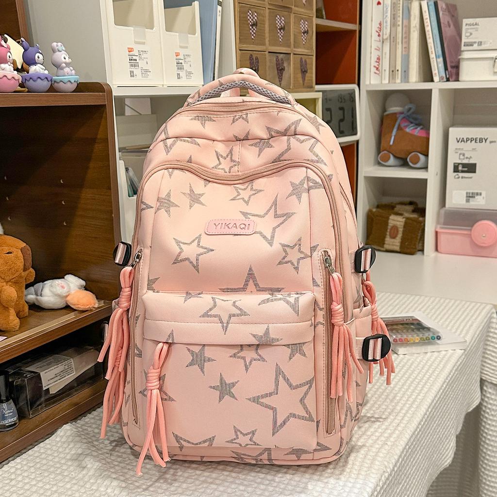 Schoolbag Cute Star Backpack Female Mori Simple Bag Junior High School High School Backpack High Value Versatile Student Schoolbag