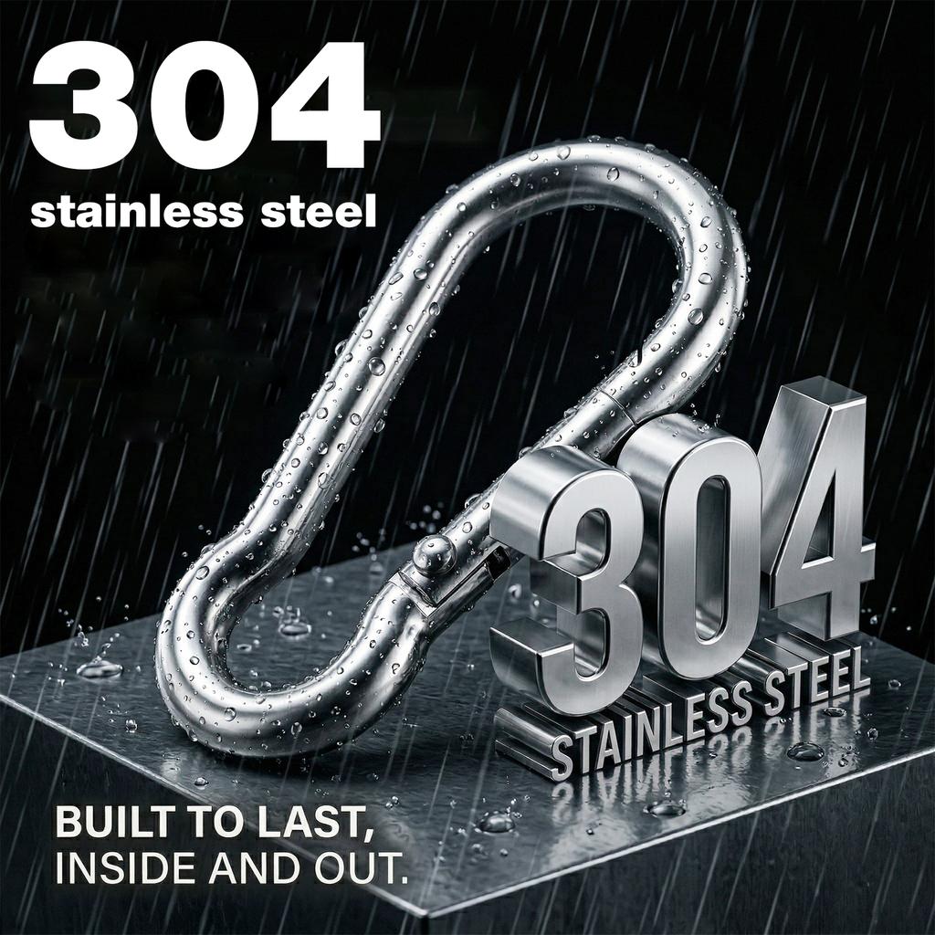 50Pcs Carabiner Clip Mini Metal Carabiner Clip 304 Stainless Steel Spring Snap Carabiner M5 Quick Link Lock Ring Buckle Keychain