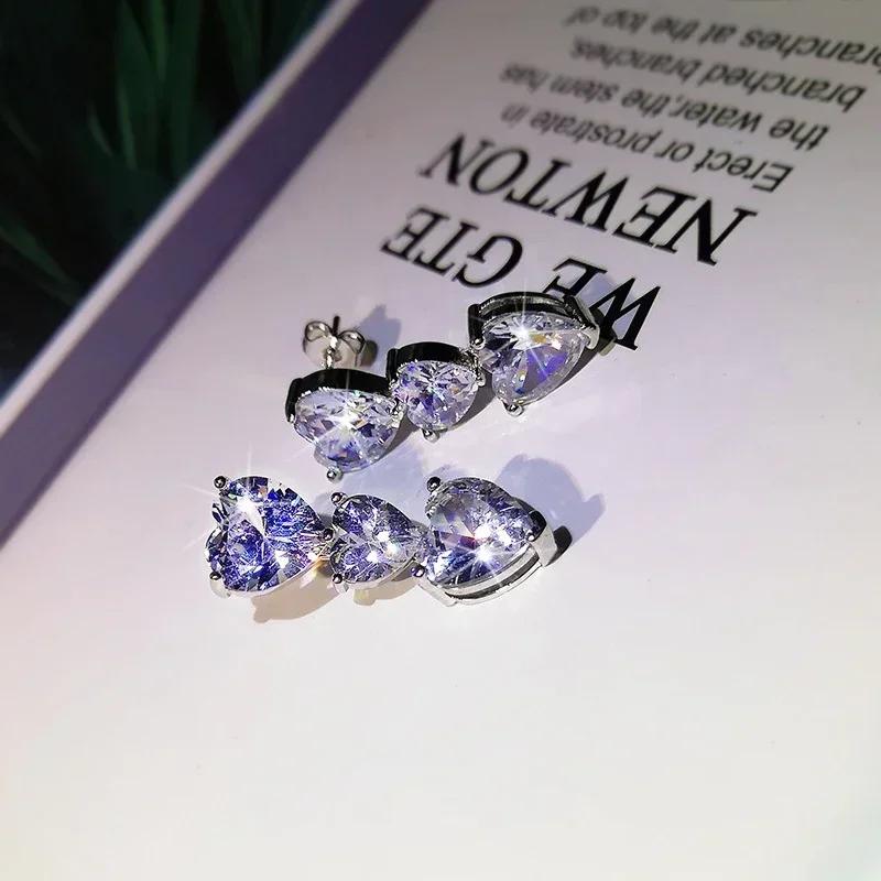 New Newest Heart Earrings For Women Brilliant Crystal Cubic Zirconia Love  Wedding Engagement Fashion Jewelry