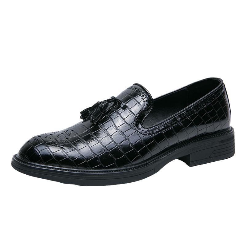 

Деловые туфли с острым носком и узором под крокодила из кожи, лоферы, мужские туфли-лоферы, повседневная мужская обувь, прямые продажи с фабрики 38 чёрный